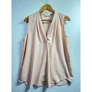Calvin Klein Women's Sleeveless Top Blouse Size Large? See Pics Peach Pink